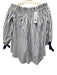 Caroline Constas Size XS White & Navy Blue Cotton Striped Off Shoulder Top White & Navy Blue / XS