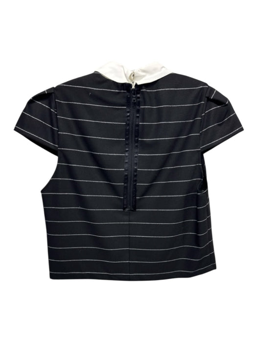 Alice + Olivia Size S Black & White Polyester Blend Striped Cap Sleeve Crop Top Black & White / S