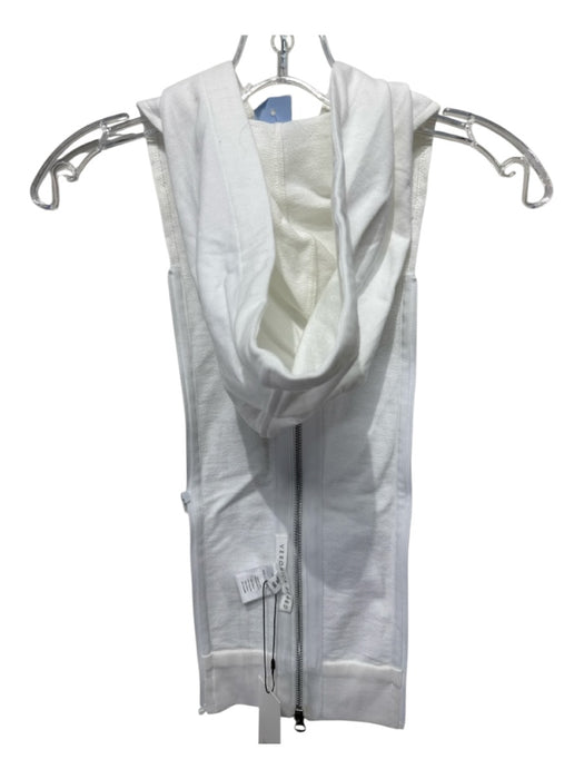 Veronica Beard White Cotton Blend Zip Front Drawstring Hood Insert Dickey Other White