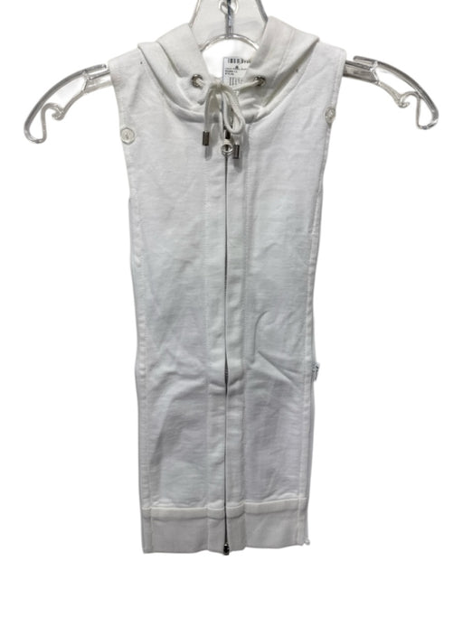Veronica Beard White Cotton Blend Zip Front Drawstring Hood Insert Dickey Other White