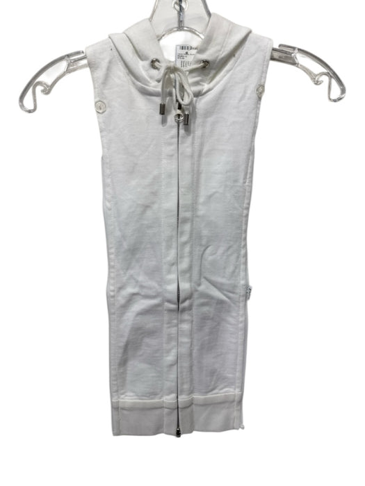 Veronica Beard White Cotton Blend Zip Front Drawstring Hood Insert Dickey Other White
