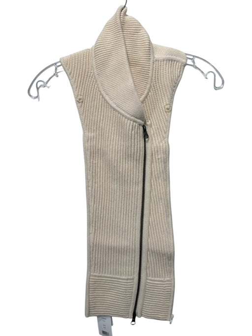 Veronica Beard Cream Beige Wool Ribbed Knit Zip Front high neck Dickey Other Cream Beige