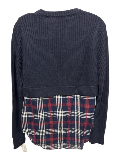 Veronica Beard Size M Navy Blue, Red & White wool & cotton blend Plaid Sweater Navy Blue, Red & White / M