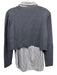 Milly Size M Gray & White Cotton Striped Collared Layered Effect Sweater Top Gray & White / M