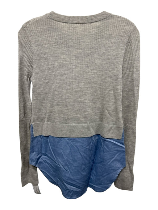 Veronica Beard Size S Gray & Blue wool & cotton blend Ribbed Knit Sweater Gray & Blue / S