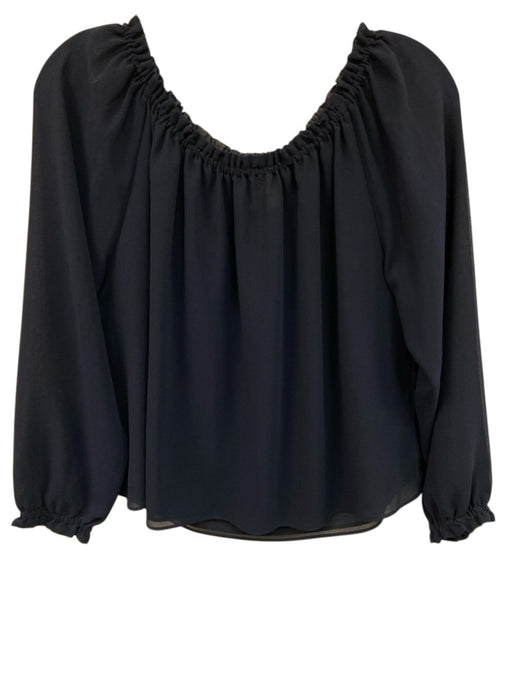 Misa Size S Navy Blue Viscose Elastic neck 3/4 Sleeve Semi Sheer Top Navy Blue / S