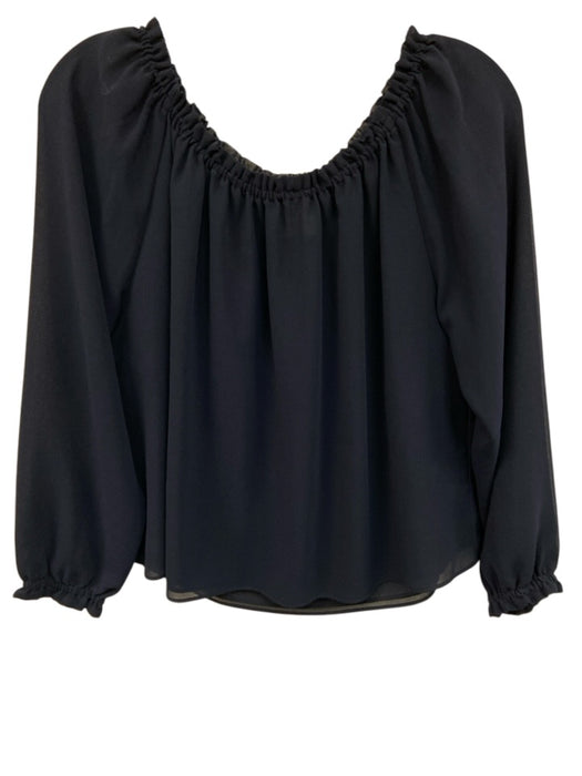 Misa Size S Navy Blue Viscose Elastic neck 3/4 Sleeve Semi Sheer Top Navy Blue / S