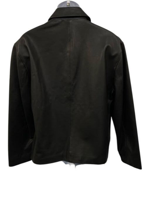 Sandro NWT Size M Black Leather Solid Zip UP Men's Jacket Black / M
