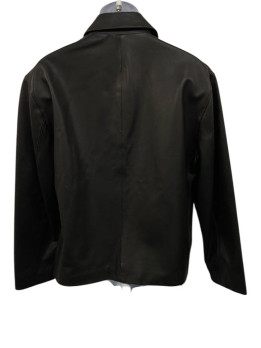 Sandro NWT Size M Black Leather Solid Zip UP Men's Jacket Black / M