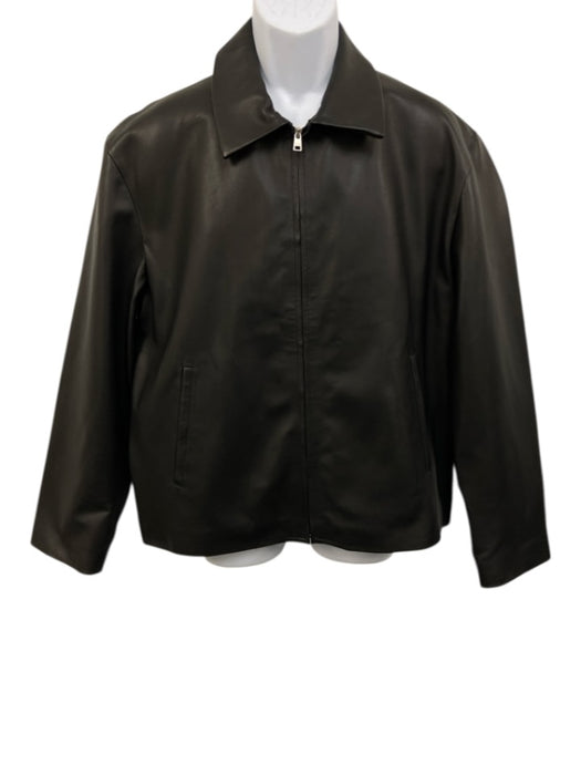 Sandro NWT Size M Black Leather Solid Zip UP Men's Jacket Black / M