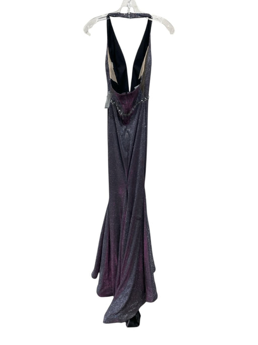 Bravura Size 0 Blue & Purple Polyester duochrome Halter embellished waist Gown Blue & Purple / 0