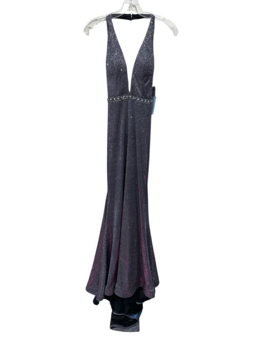 Bravura Size 0 Blue & Purple Polyester duochrome Halter embellished waist Gown Blue & Purple / 0