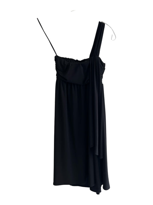 Arden B Size XS Black No Fabric Tag One Shoulder Draped Knee Length Ruched Dress Black / XS