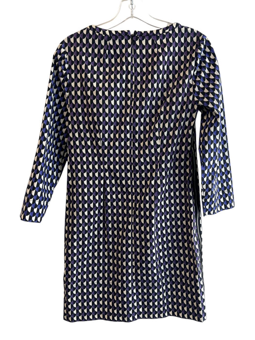 J Crew Size 0 Purple, Black & White Cotton Blend Geometric Zipper Detail Dress Purple, Black & White / 0