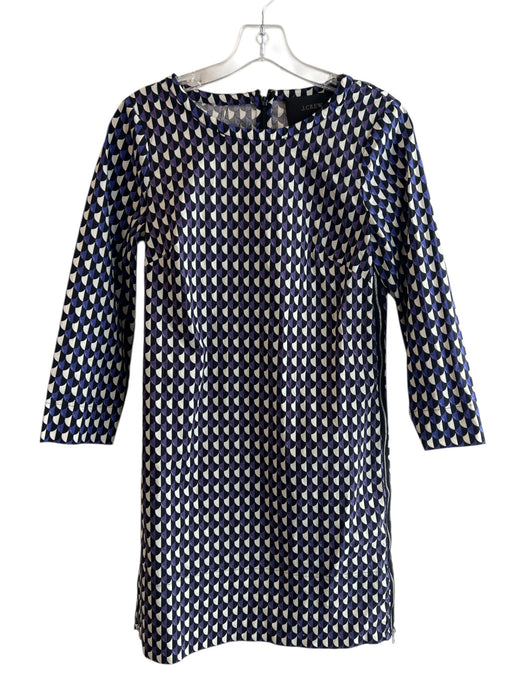 J Crew Size 0 Purple, Black & White Cotton Blend Geometric Zipper Detail Dress Purple, Black & White / 0
