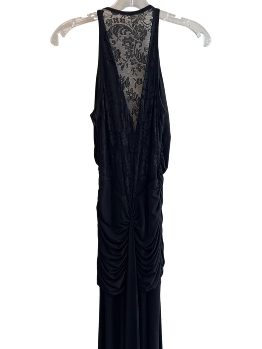Jessica McClintock Size 6 Black Polyester Lace Back Side Zip Ruched Gown Black / 6