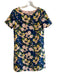 J Crew Size 4 Peach & Multi Polyester Floral Short Sleeve Back Zip Dress Peach & Multi / 4