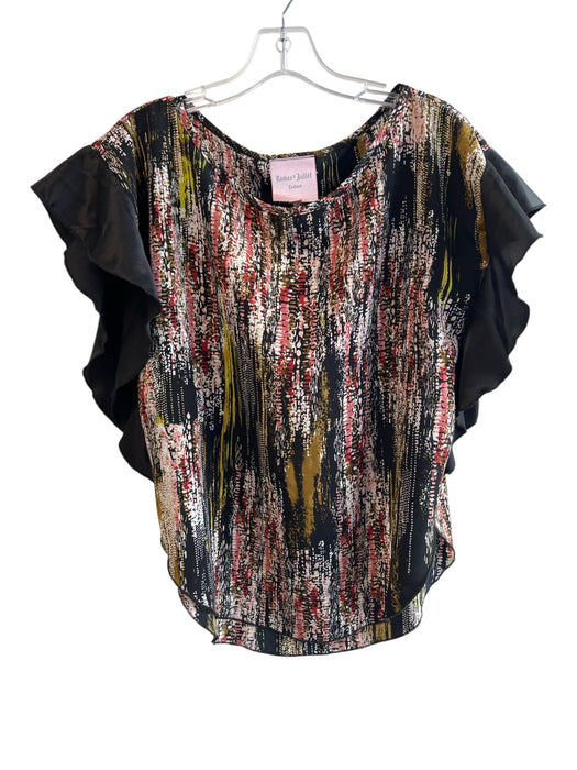 Romeo & Julliet Size Small Black & Multi Polyester Blend Abstract Print Top Black & Multi / Small
