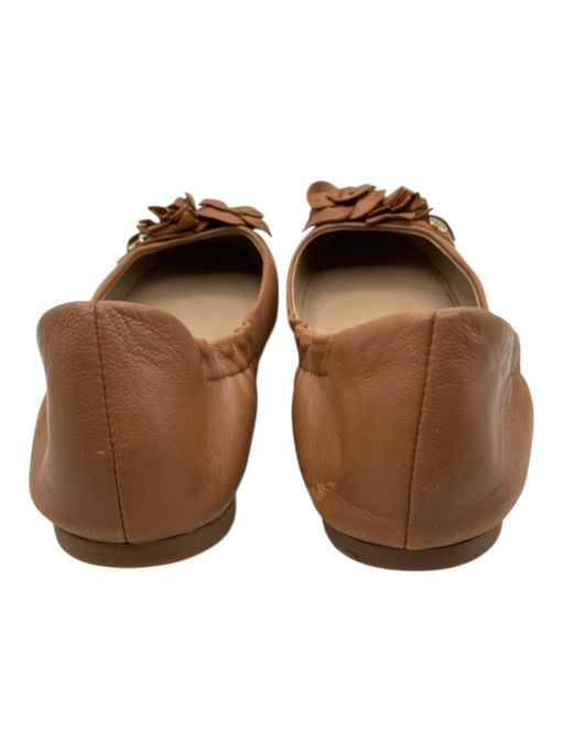 Tory Burch Shoe Size 8 Tan Leather Upper Flower Applique Elastic Sides Flats Tan / 8