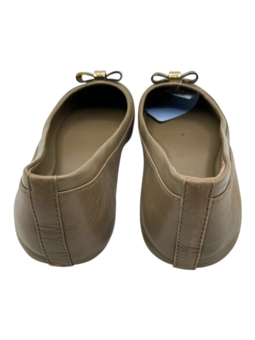 Tory Burch Shoe Size 8 Taupe Leather Upper Tortoiseshell Bow Applique Pump Flats Taupe / 8