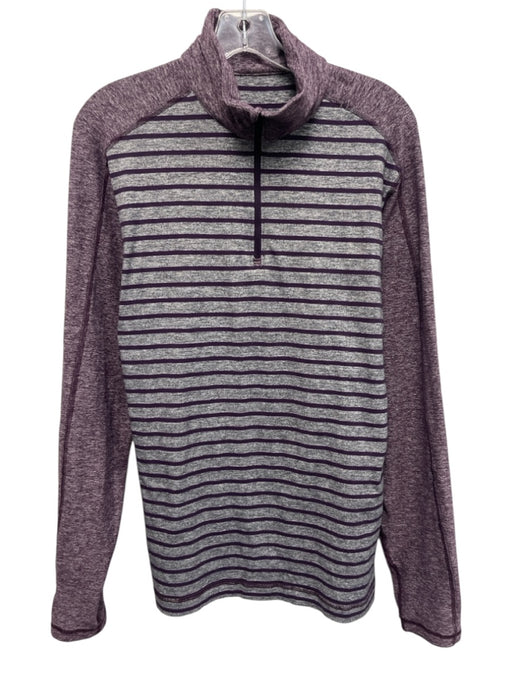 Lululemon Size Est M Gray & Purple Synthetic Striped Men's Long Sleeve Shirt Gray & Purple / Est M