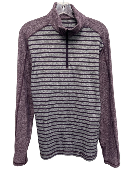 Lululemon Size Est M Gray & Purple Synthetic Striped Men's Long Sleeve Shirt Gray & Purple / Est M