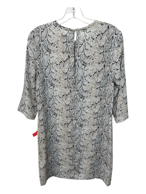 Equipment Femme Size XS White, Gray, Black Silk Snake Print 3/4 Sleeve Dress White, Gray, Black / XS