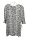 Equipment Femme Size XS White, Gray, Black Silk Snake Print 3/4 Sleeve Dress White, Gray, Black / XS