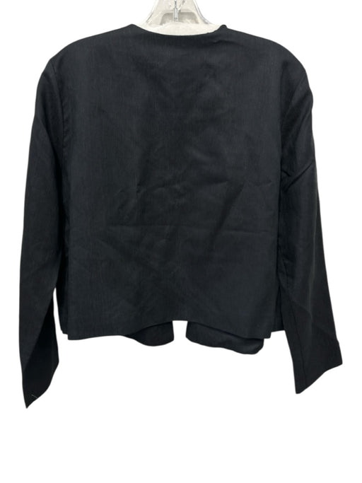 Eileen Fisher Size S Black Silk Long Sleeve Open Round Neck Jacket Black / S