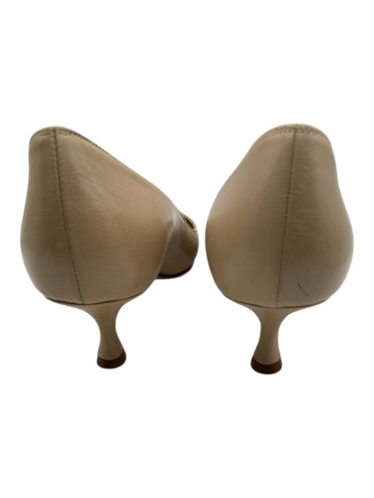 Manolo Blahnik Shoe Size 36.5 Nude Beige Leather Almond Toe Kitten Heel Pumps Nude Beige / 36.5