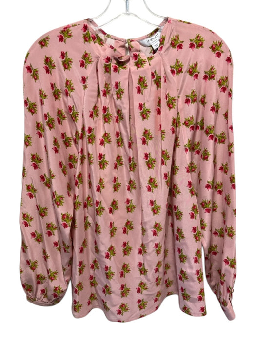LK Bennett Size 10 Pink, Red, Green Silk Long Sleeve Floral Key Hole back Top Pink, Red, Green / 10