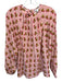 LK Bennett Size 10 Pink, Red, Green Silk Long Sleeve Floral Key Hole back Top Pink, Red, Green / 10