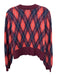 Staud Size S Burgundy & multi Wool Blend Knit Argyle Button Front Sweater Burgundy & multi / S
