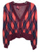 Staud Size S Burgundy & multi Wool Blend Knit Argyle Button Front Sweater Burgundy & multi / S