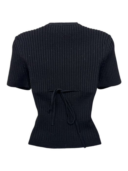 Jaquemus Size 38 Black & Multi Cotton Blend Ribbed Knit Short Sleeve Beaded Top Black & Multi / 38