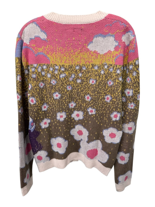 Kidsuper Studios Size Small Pink & Multi Acrylic Knit Floral Cardigan Sweater Pink & Multi / Small