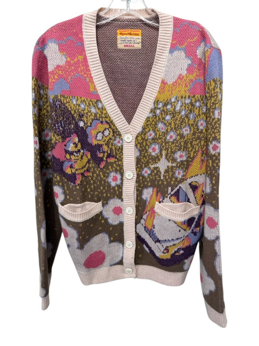 Kidsuper Studios Size Small Pink & Multi Acrylic Knit Floral Cardigan Sweater Pink & Multi / Small