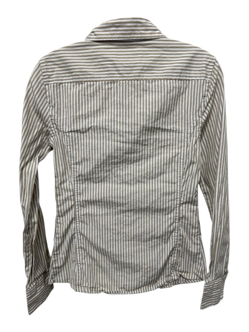 Babaton Size XS White & Beige Cotton Striped Long Sleeve Button Up Shirt Top White & Beige / XS