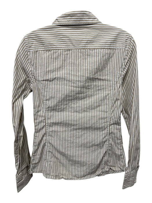 Babaton Size XS White & Beige Cotton Striped Long Sleeve Button Up Shirt Top White & Beige / XS
