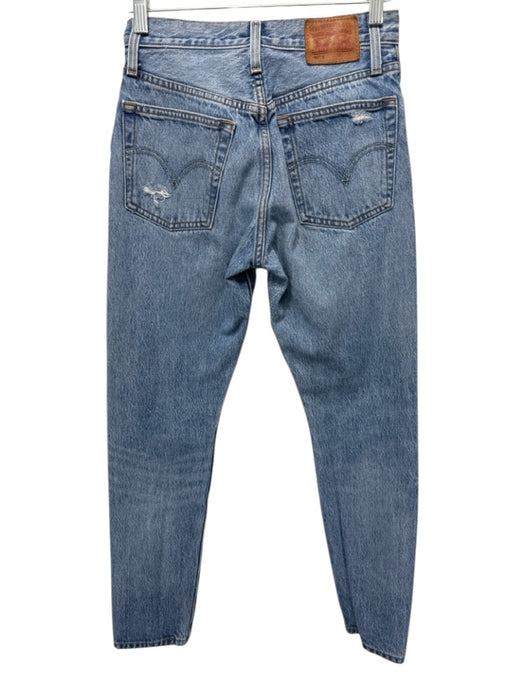Levi's Size 24 Medium Wash Cotton Denim Distressed Button Fly Slim Jeans Medium Wash / 24