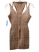Herve Leger Size XS Peach Pink Rayon Blend Metallic Paint Bandage Strappy Dress Peach Pink / XS