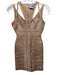 Herve Leger Size XS Peach Pink Rayon Blend Metallic Paint Bandage Strappy Dress Peach Pink / XS