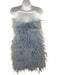 Lamarque Size XS Light Blue Turkey & Ostrich Feathers Strapless Back Zip Dress Light Blue / XS