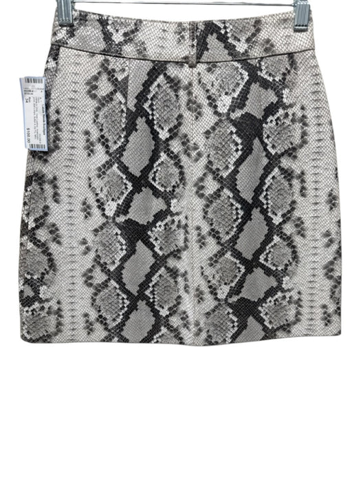 Maje Size 34 White & Gray Goat Leather Snakeskin print Belt Loops Mini Skirt White & Gray / 34