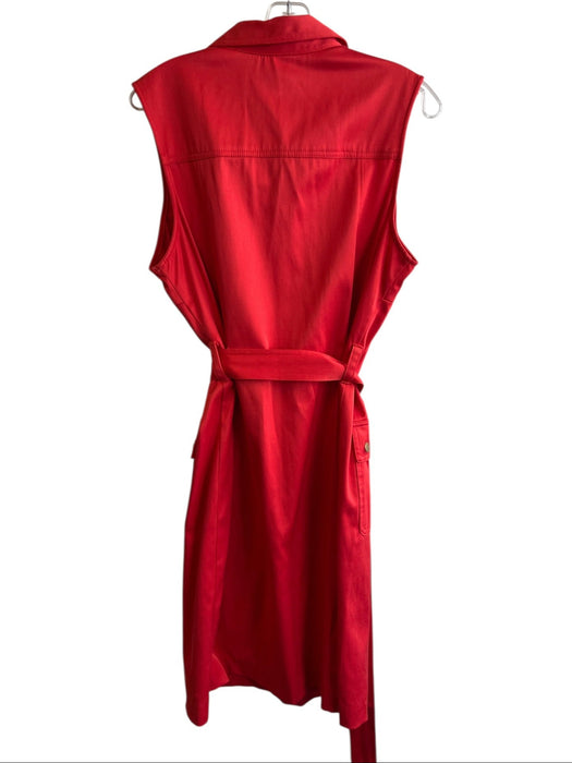 Sharagano Size 14 Red Polyester Zipper Sleeveless Collar Pockets Dress Red / 14