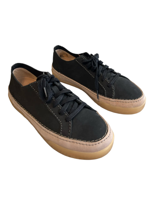 Clarks Shoe Size 6.5 Black Suede Leather Stich Detail Lace Up Shoes Black / 6.5