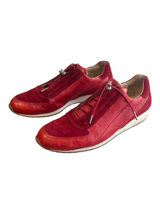 Paul Green Shoe Size Est 6.5 Red Leather & Suede Mixed Fabric Toggle Clasp Shoes Red / Est 6.5