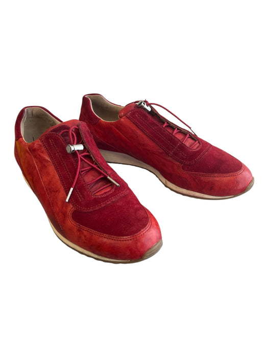 Paul Green Shoe Size Est 6.5 Red Leather & Suede Mixed Fabric Toggle Clasp Shoes Red / Est 6.5
