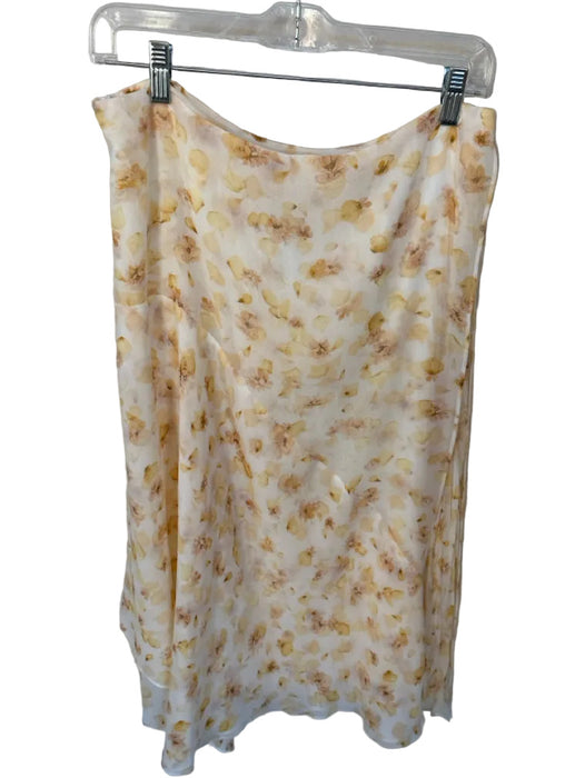 Vince Size 10 White & yellow Polyester Side Zip Flowers Maxi Skirt