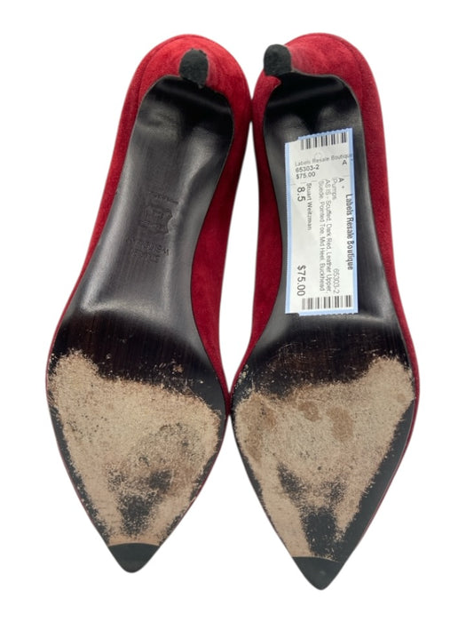 Stuart Weitzman Shoe Size 8.5 Dark Red Leather Upper Suede Pointed Toe Pumps Dark Red / 8.5